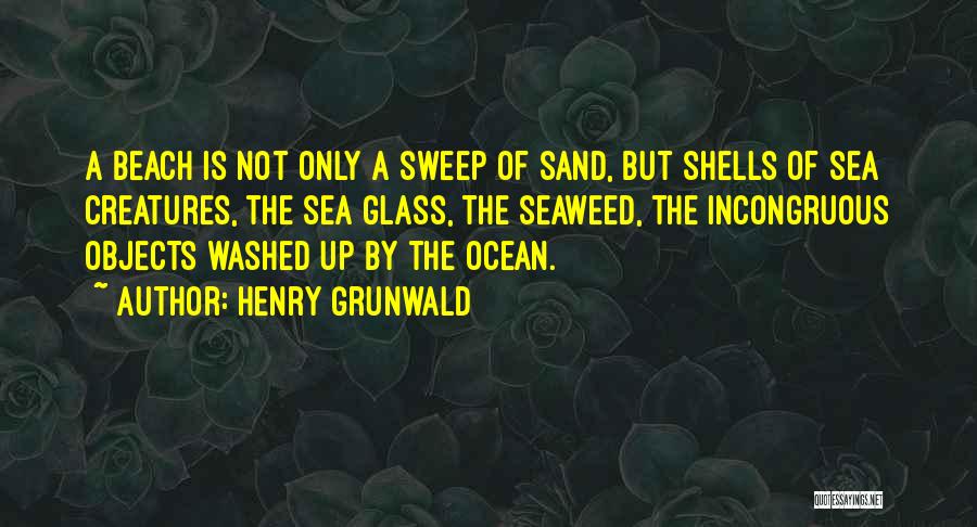 Henry Grunwald Quotes: A Beach Is Not Only A Sweep Of Sand, But Shells Of Sea Creatures, The Sea Glass, The Seaweed, The