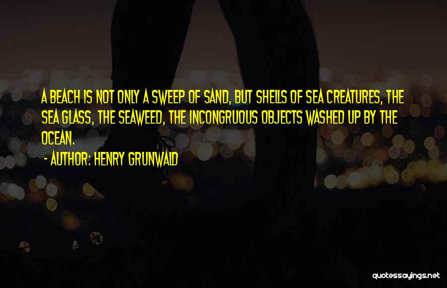 Henry Grunwald Quotes: A Beach Is Not Only A Sweep Of Sand, But Shells Of Sea Creatures, The Sea Glass, The Seaweed, The