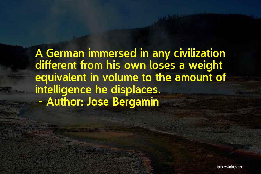 Jose Bergamin Quotes: A German Immersed In Any Civilization Different From His Own Loses A Weight Equivalent In Volume To The Amount Of