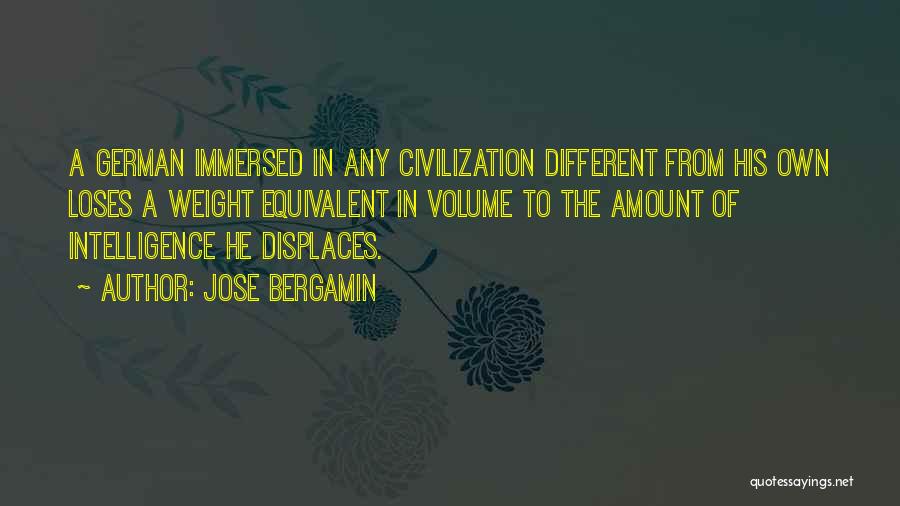 Jose Bergamin Quotes: A German Immersed In Any Civilization Different From His Own Loses A Weight Equivalent In Volume To The Amount Of