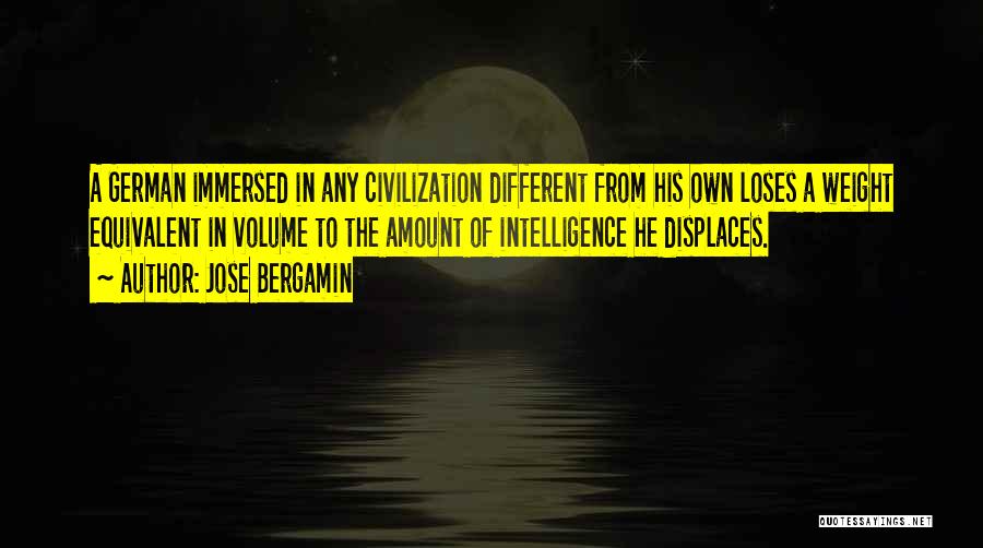 Jose Bergamin Quotes: A German Immersed In Any Civilization Different From His Own Loses A Weight Equivalent In Volume To The Amount Of