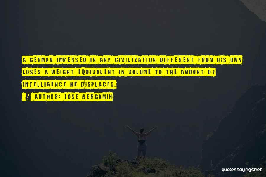 Jose Bergamin Quotes: A German Immersed In Any Civilization Different From His Own Loses A Weight Equivalent In Volume To The Amount Of