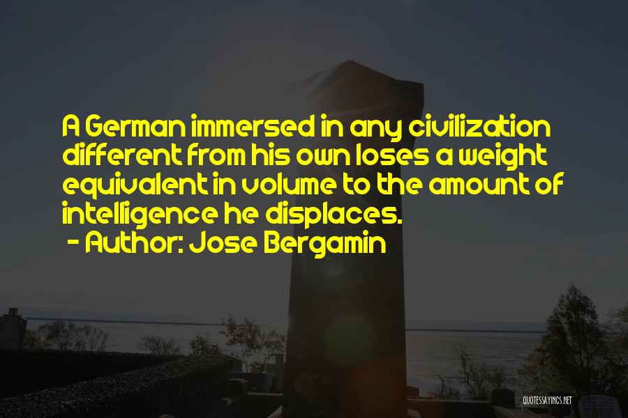 Jose Bergamin Quotes: A German Immersed In Any Civilization Different From His Own Loses A Weight Equivalent In Volume To The Amount Of