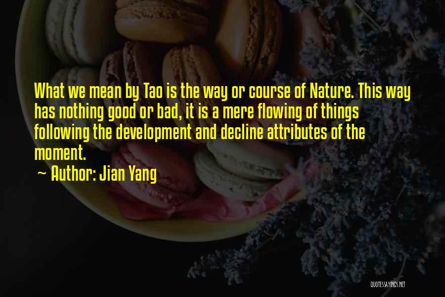 Jian Yang Quotes: What We Mean By Tao Is The Way Or Course Of Nature. This Way Has Nothing Good Or Bad, It