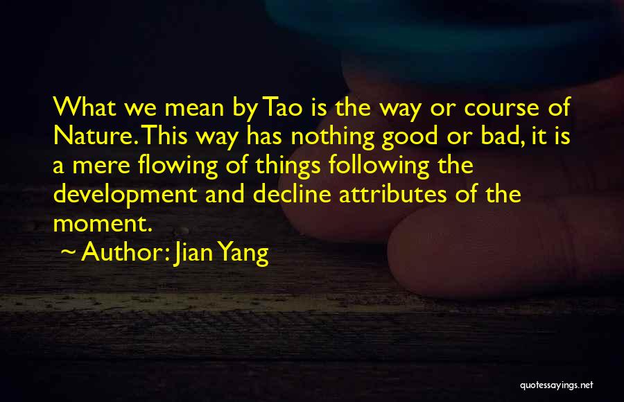 Jian Yang Quotes: What We Mean By Tao Is The Way Or Course Of Nature. This Way Has Nothing Good Or Bad, It