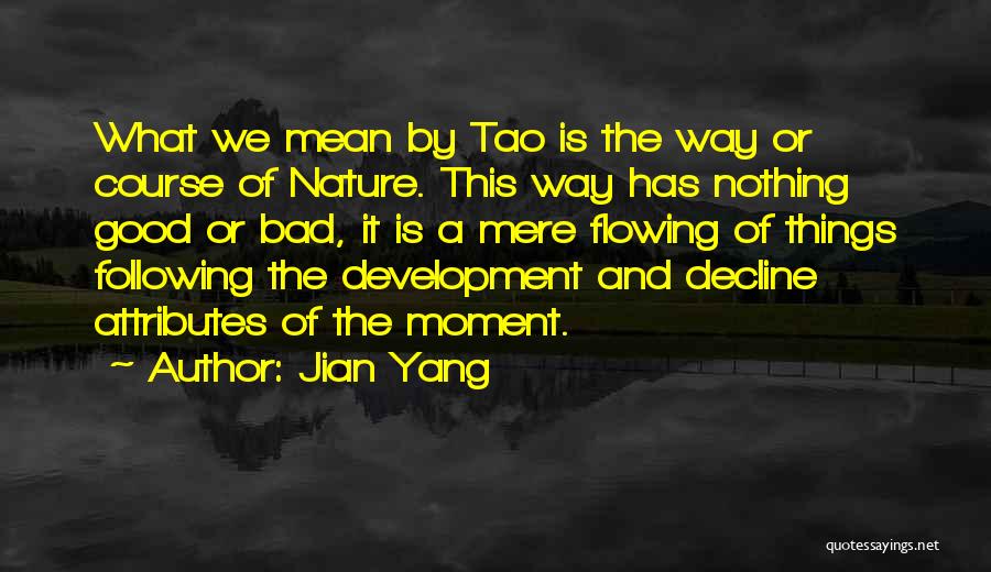 Jian Yang Quotes: What We Mean By Tao Is The Way Or Course Of Nature. This Way Has Nothing Good Or Bad, It