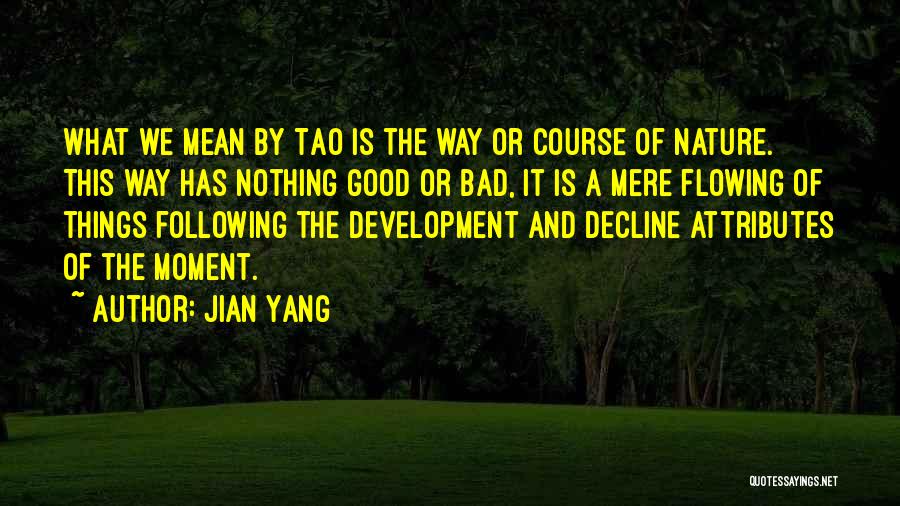 Jian Yang Quotes: What We Mean By Tao Is The Way Or Course Of Nature. This Way Has Nothing Good Or Bad, It