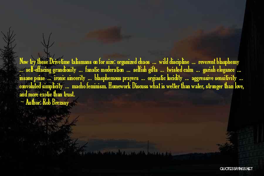 Rob Brezsny Quotes: Now Try These Drivetime Talismans On For Size: Organized Chaos ... Wild Discipline ... Reverent Blasphemy ... Self-effacing Grandiosity ...