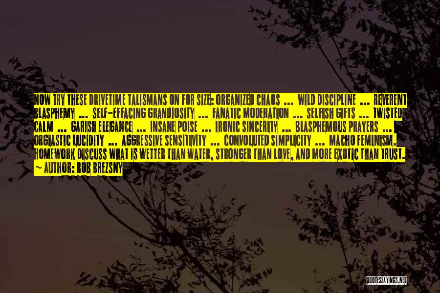 Rob Brezsny Quotes: Now Try These Drivetime Talismans On For Size: Organized Chaos ... Wild Discipline ... Reverent Blasphemy ... Self-effacing Grandiosity ...