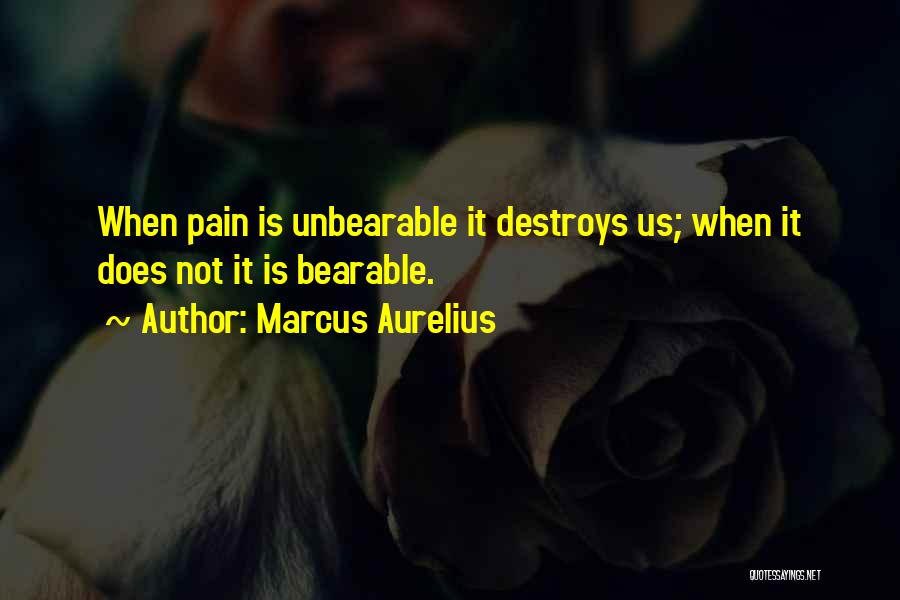 Marcus Aurelius Quotes: When Pain Is Unbearable It Destroys Us; When It Does Not It Is Bearable.