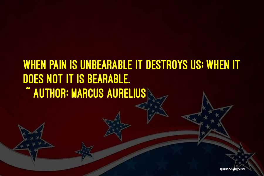 Marcus Aurelius Quotes: When Pain Is Unbearable It Destroys Us; When It Does Not It Is Bearable.