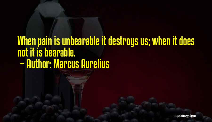 Marcus Aurelius Quotes: When Pain Is Unbearable It Destroys Us; When It Does Not It Is Bearable.