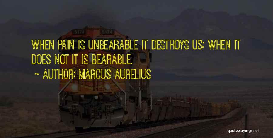 Marcus Aurelius Quotes: When Pain Is Unbearable It Destroys Us; When It Does Not It Is Bearable.