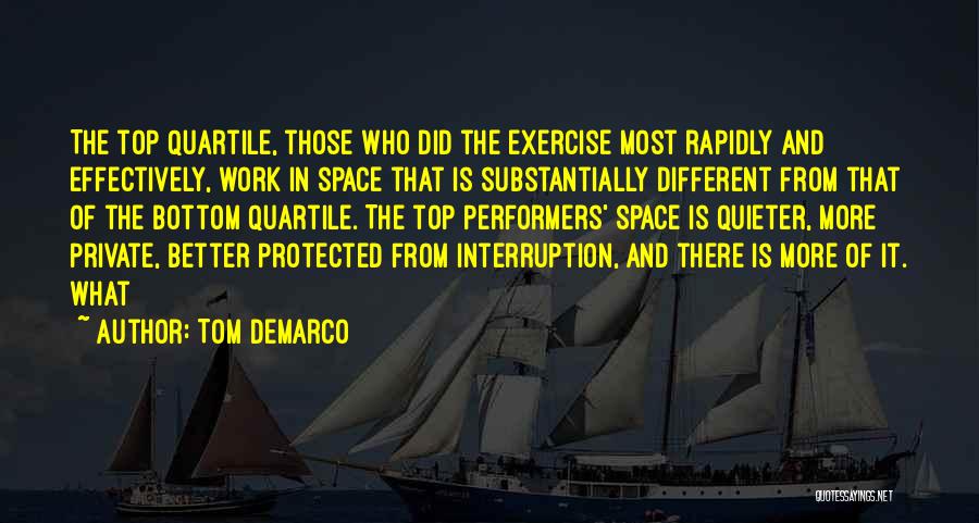 Tom DeMarco Quotes: The Top Quartile, Those Who Did The Exercise Most Rapidly And Effectively, Work In Space That Is Substantially Different From