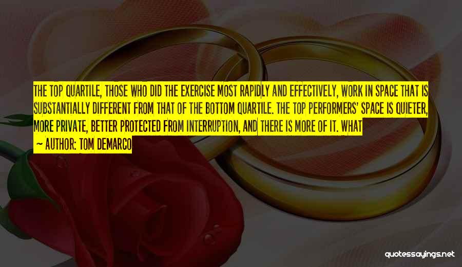 Tom DeMarco Quotes: The Top Quartile, Those Who Did The Exercise Most Rapidly And Effectively, Work In Space That Is Substantially Different From