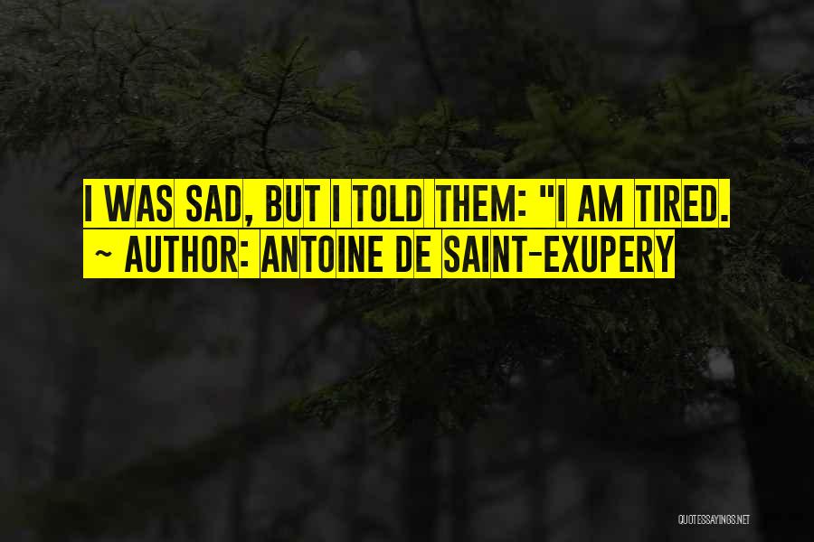 Antoine De Saint-Exupery Quotes: I Was Sad, But I Told Them: I Am Tired.