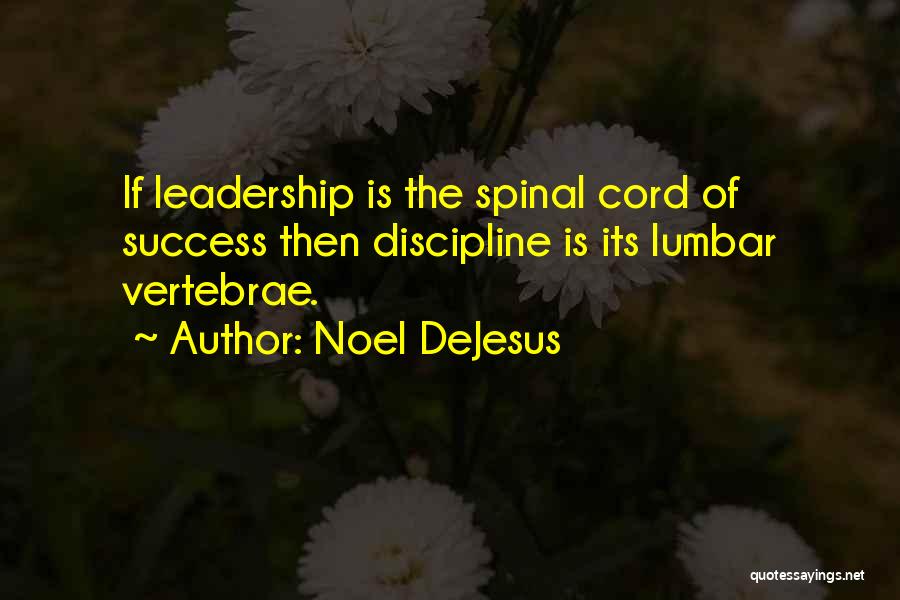 Noel DeJesus Quotes: If Leadership Is The Spinal Cord Of Success Then Discipline Is Its Lumbar Vertebrae.