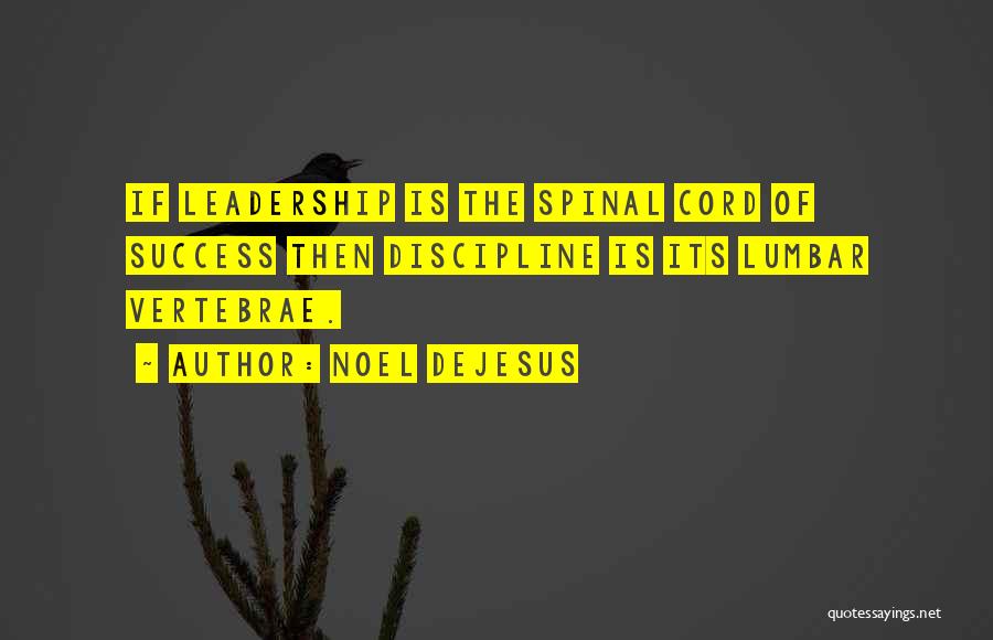 Noel DeJesus Quotes: If Leadership Is The Spinal Cord Of Success Then Discipline Is Its Lumbar Vertebrae.