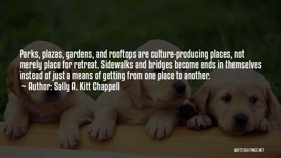 Sally A. Kitt Chappell Quotes: Parks, Plazas, Gardens, And Rooftops Are Culture-producing Places, Not Merely Place For Retreat. Sidewalks And Bridges Become Ends In Themselves