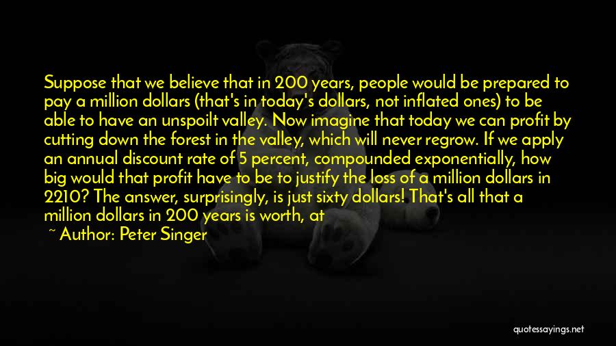 Peter Singer Quotes: Suppose That We Believe That In 200 Years, People Would Be Prepared To Pay A Million Dollars (that's In Today's