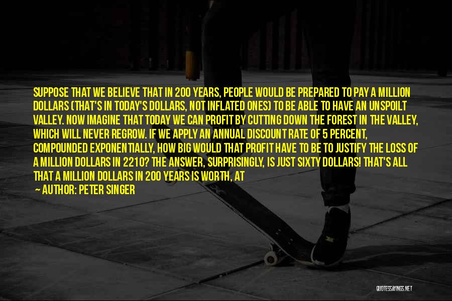 Peter Singer Quotes: Suppose That We Believe That In 200 Years, People Would Be Prepared To Pay A Million Dollars (that's In Today's
