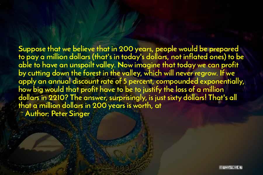 Peter Singer Quotes: Suppose That We Believe That In 200 Years, People Would Be Prepared To Pay A Million Dollars (that's In Today's