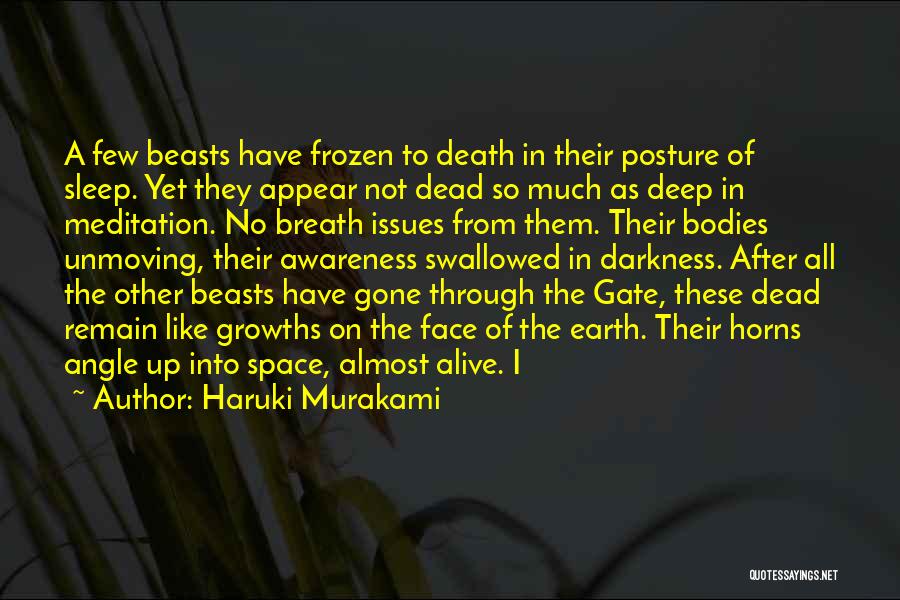 Haruki Murakami Quotes: A Few Beasts Have Frozen To Death In Their Posture Of Sleep. Yet They Appear Not Dead So Much As