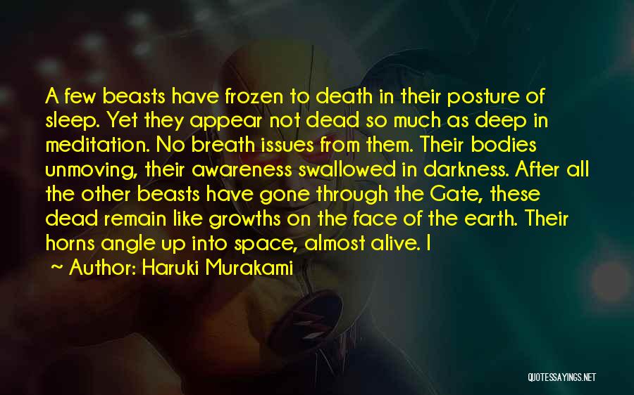 Haruki Murakami Quotes: A Few Beasts Have Frozen To Death In Their Posture Of Sleep. Yet They Appear Not Dead So Much As