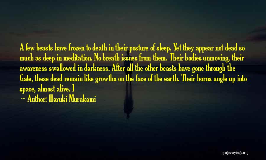 Haruki Murakami Quotes: A Few Beasts Have Frozen To Death In Their Posture Of Sleep. Yet They Appear Not Dead So Much As