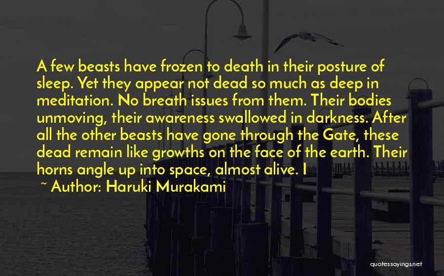 Haruki Murakami Quotes: A Few Beasts Have Frozen To Death In Their Posture Of Sleep. Yet They Appear Not Dead So Much As