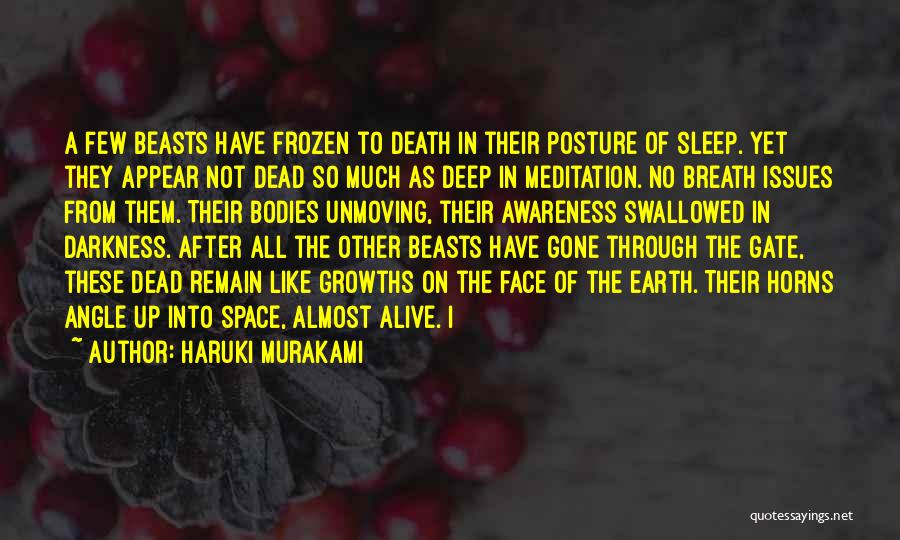 Haruki Murakami Quotes: A Few Beasts Have Frozen To Death In Their Posture Of Sleep. Yet They Appear Not Dead So Much As