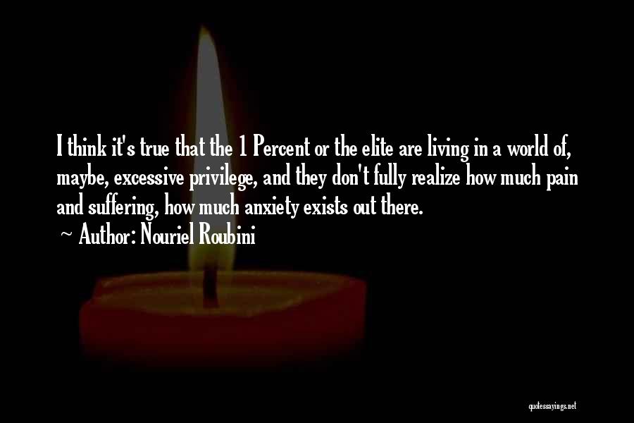 Nouriel Roubini Quotes: I Think It's True That The 1 Percent Or The Elite Are Living In A World Of, Maybe, Excessive Privilege,