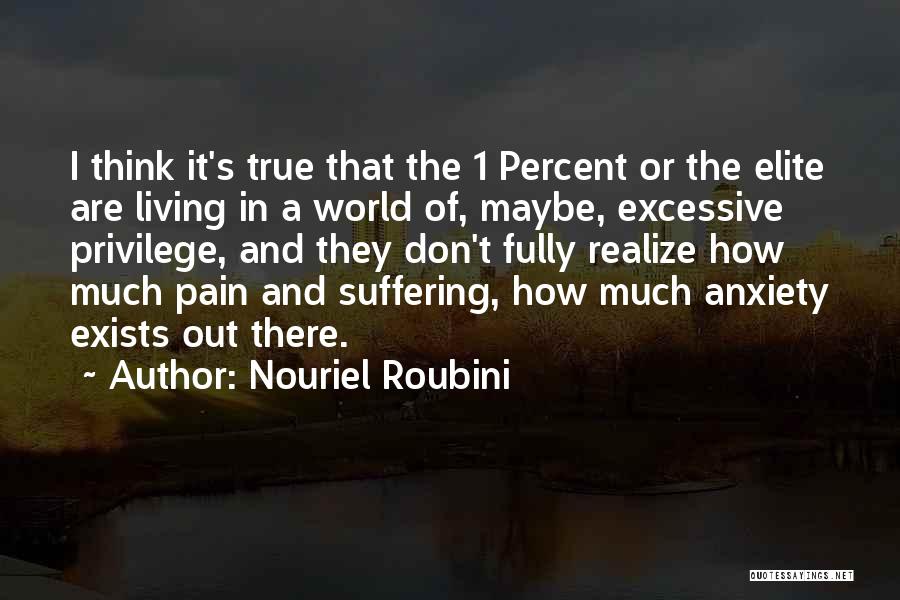 Nouriel Roubini Quotes: I Think It's True That The 1 Percent Or The Elite Are Living In A World Of, Maybe, Excessive Privilege,