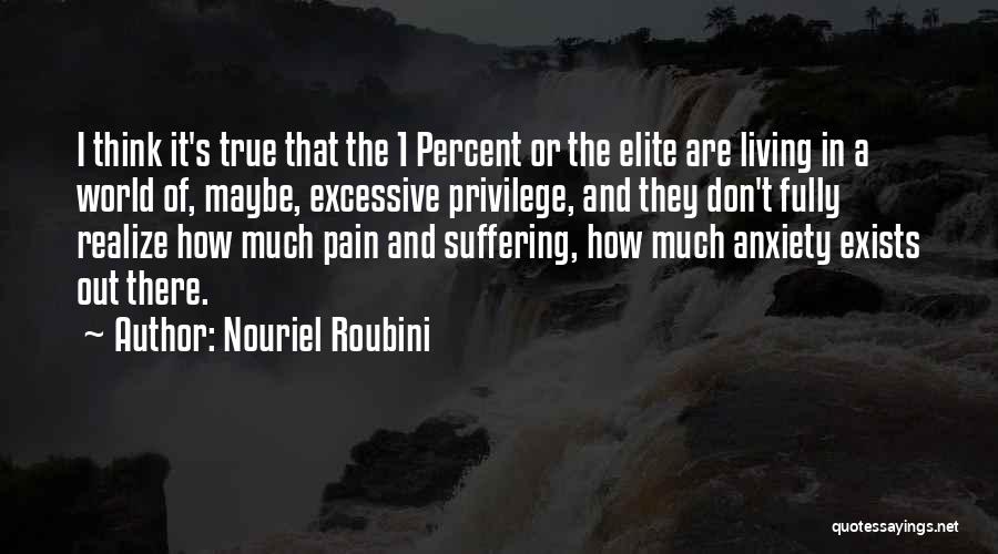 Nouriel Roubini Quotes: I Think It's True That The 1 Percent Or The Elite Are Living In A World Of, Maybe, Excessive Privilege,