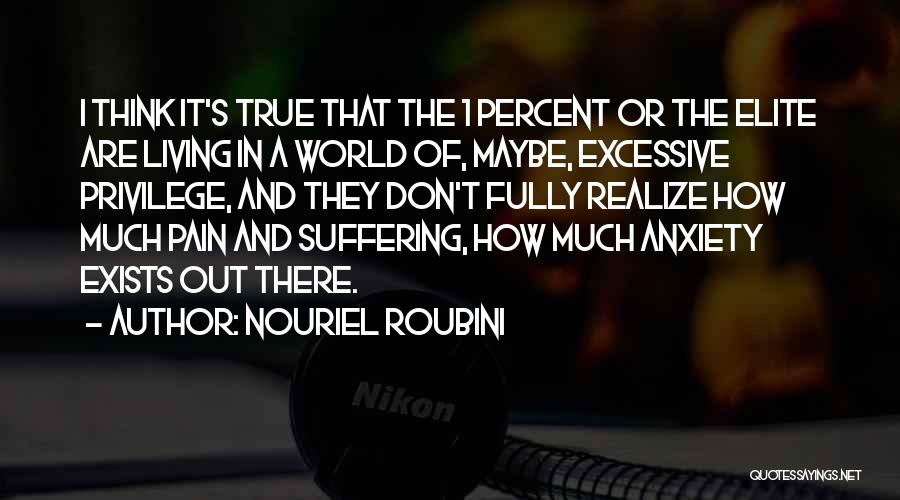 Nouriel Roubini Quotes: I Think It's True That The 1 Percent Or The Elite Are Living In A World Of, Maybe, Excessive Privilege,