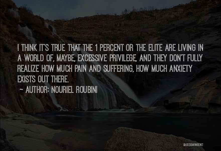 Nouriel Roubini Quotes: I Think It's True That The 1 Percent Or The Elite Are Living In A World Of, Maybe, Excessive Privilege,
