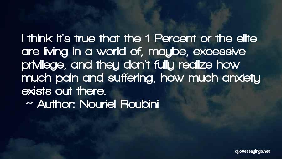 Nouriel Roubini Quotes: I Think It's True That The 1 Percent Or The Elite Are Living In A World Of, Maybe, Excessive Privilege,