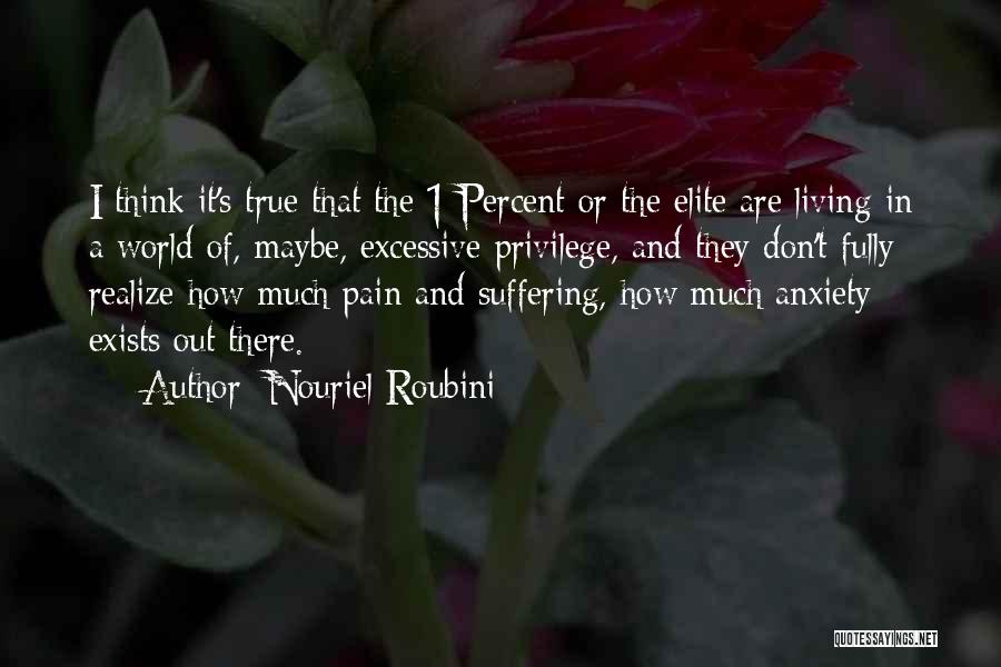 Nouriel Roubini Quotes: I Think It's True That The 1 Percent Or The Elite Are Living In A World Of, Maybe, Excessive Privilege,