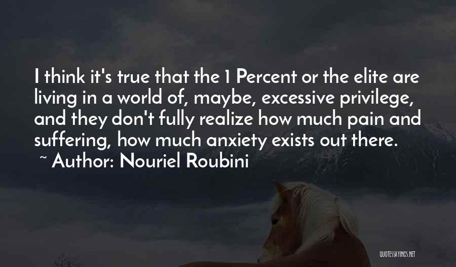 Nouriel Roubini Quotes: I Think It's True That The 1 Percent Or The Elite Are Living In A World Of, Maybe, Excessive Privilege,