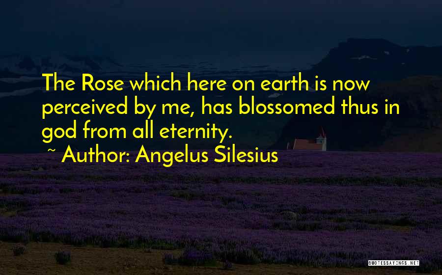 Angelus Silesius Quotes: The Rose Which Here On Earth Is Now Perceived By Me, Has Blossomed Thus In God From All Eternity.