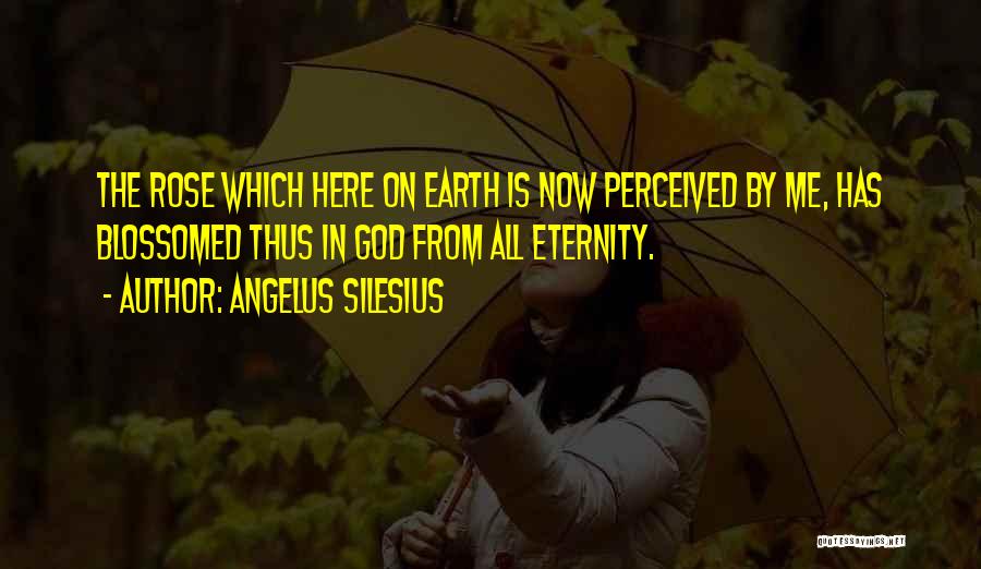 Angelus Silesius Quotes: The Rose Which Here On Earth Is Now Perceived By Me, Has Blossomed Thus In God From All Eternity.