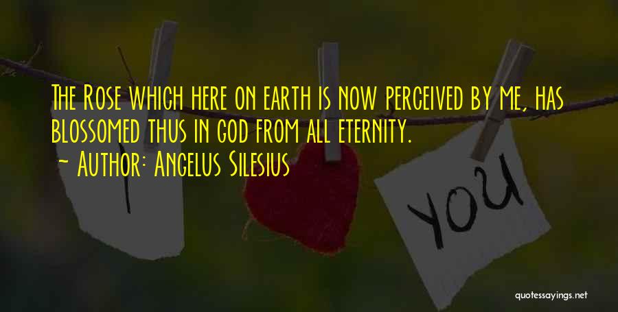 Angelus Silesius Quotes: The Rose Which Here On Earth Is Now Perceived By Me, Has Blossomed Thus In God From All Eternity.