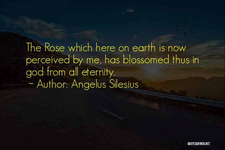 Angelus Silesius Quotes: The Rose Which Here On Earth Is Now Perceived By Me, Has Blossomed Thus In God From All Eternity.