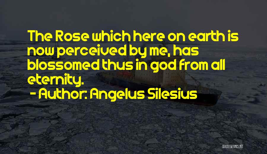 Angelus Silesius Quotes: The Rose Which Here On Earth Is Now Perceived By Me, Has Blossomed Thus In God From All Eternity.