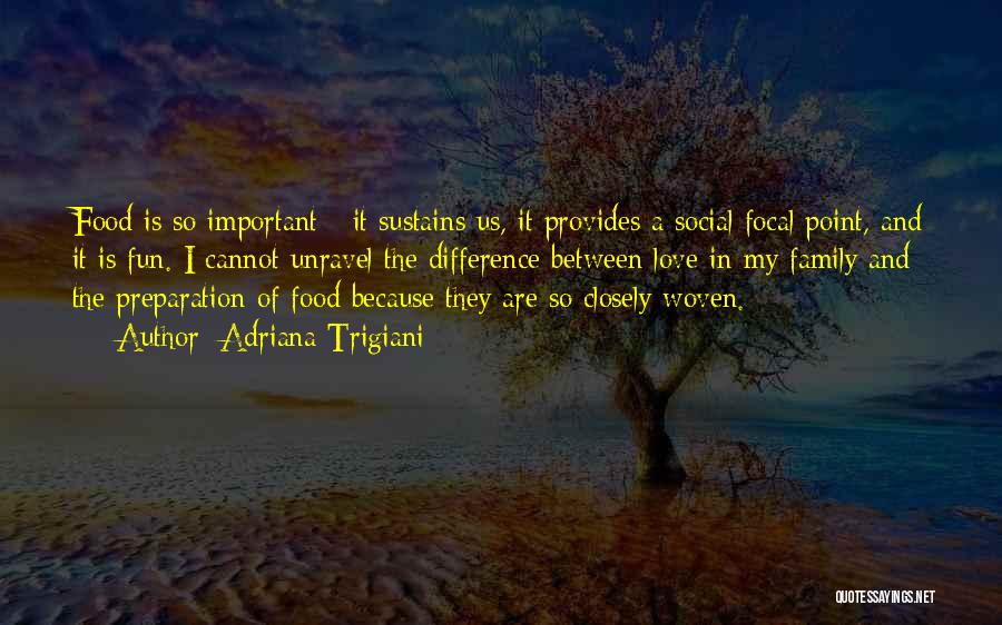 Adriana Trigiani Quotes: Food Is So Important - It Sustains Us, It Provides A Social Focal Point, And It Is Fun. I Cannot