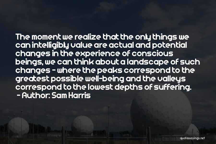 Sam Harris Quotes: The Moment We Realize That The Only Things We Can Intelligibly Value Are Actual And Potential Changes In The Experience