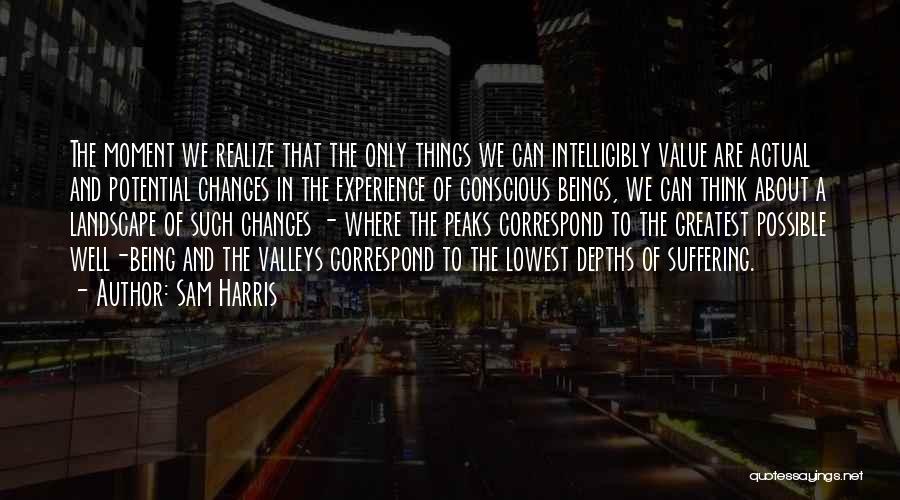 Sam Harris Quotes: The Moment We Realize That The Only Things We Can Intelligibly Value Are Actual And Potential Changes In The Experience