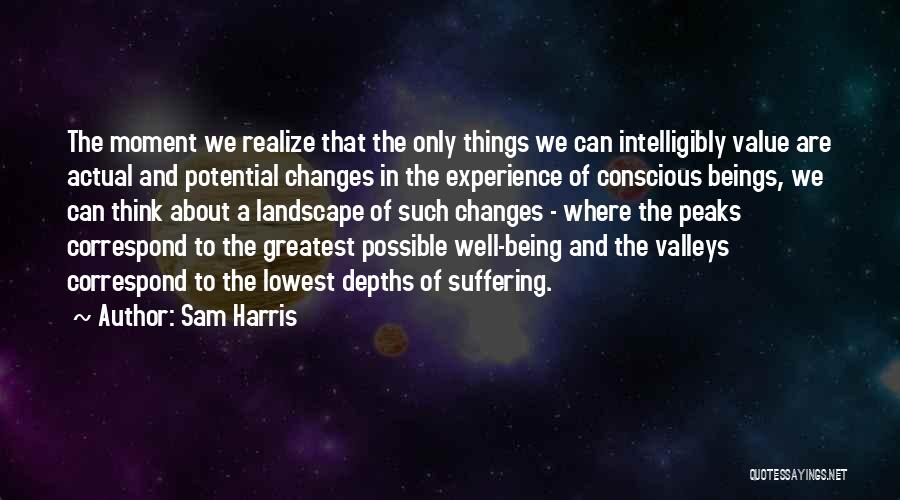 Sam Harris Quotes: The Moment We Realize That The Only Things We Can Intelligibly Value Are Actual And Potential Changes In The Experience