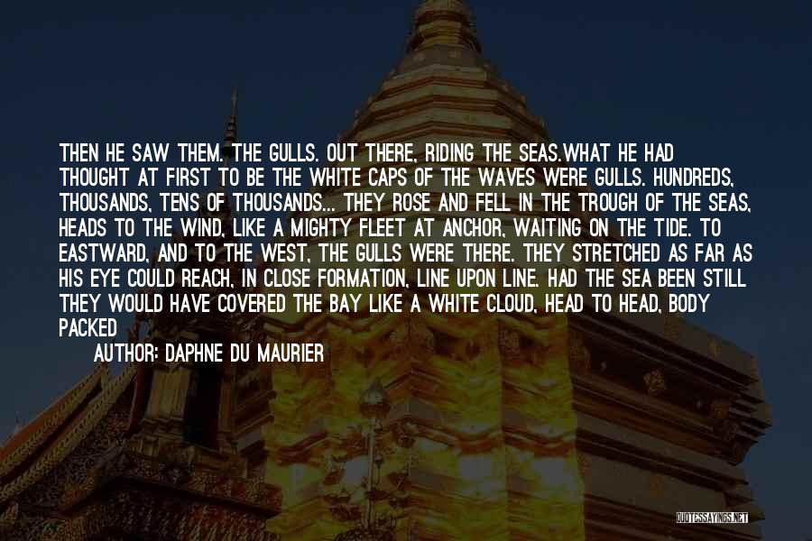 Daphne Du Maurier Quotes: Then He Saw Them. The Gulls. Out There, Riding The Seas.what He Had Thought At First To Be The White