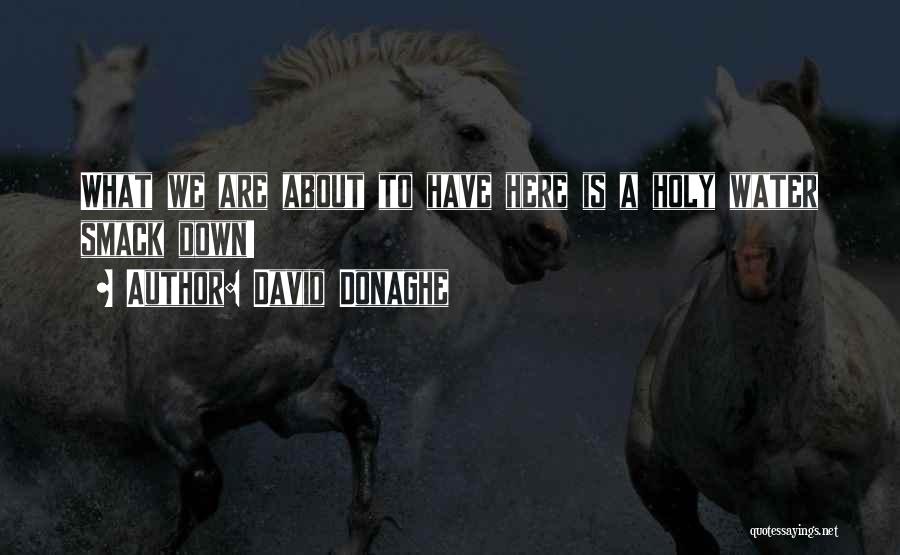 David Donaghe Quotes: What We Are About To Have Here Is A Holy Water Smack Down!